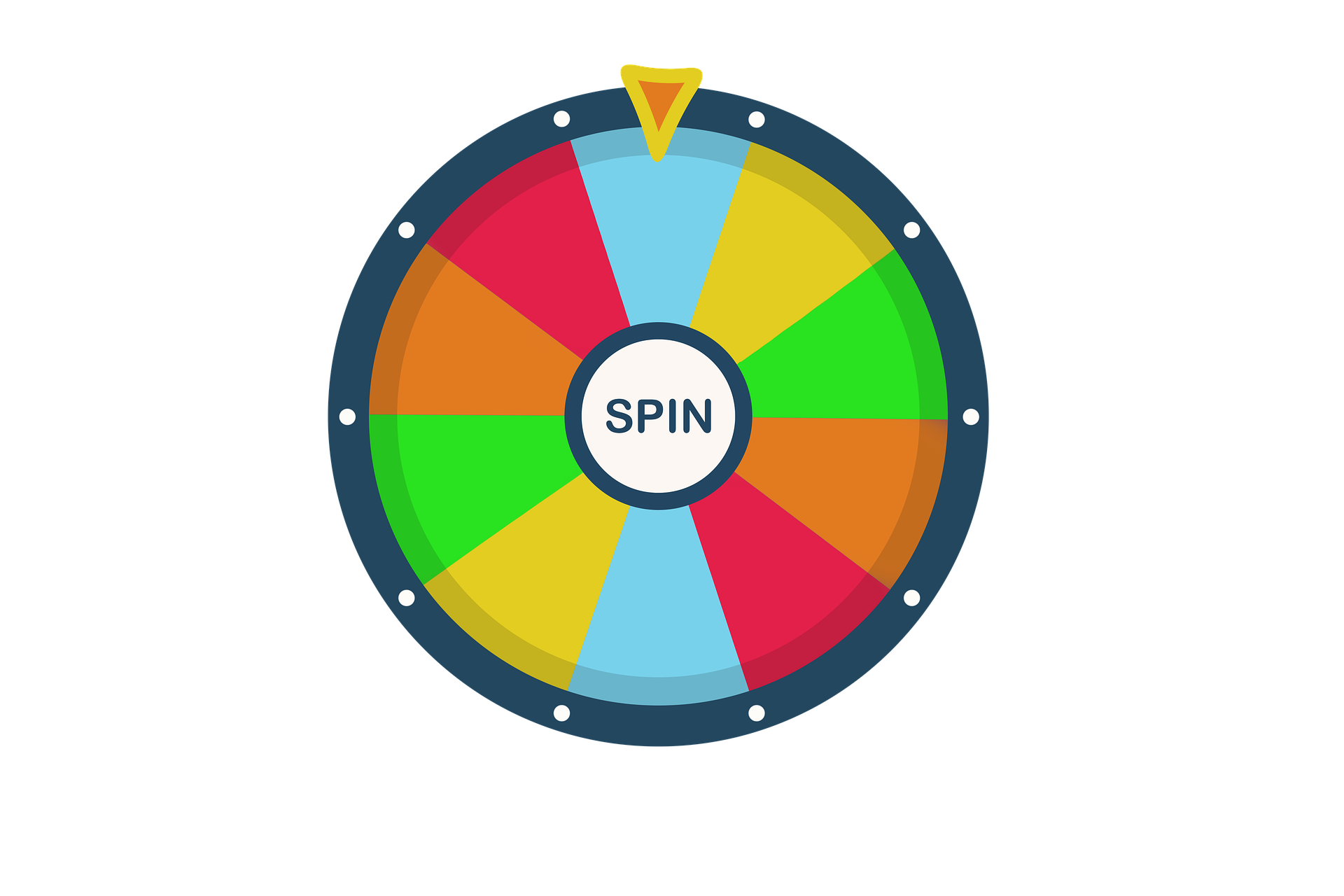 A multi coloured spinning wheel, with the word spin in the centre.