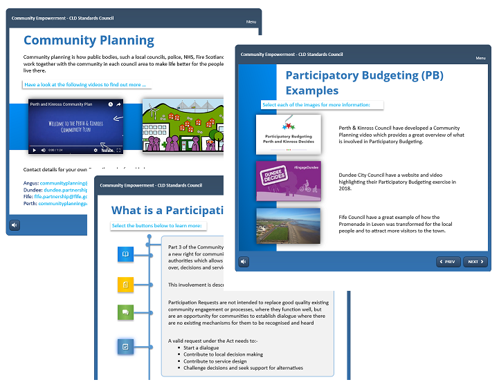 screen shots from module